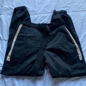 black and beige cargo pants